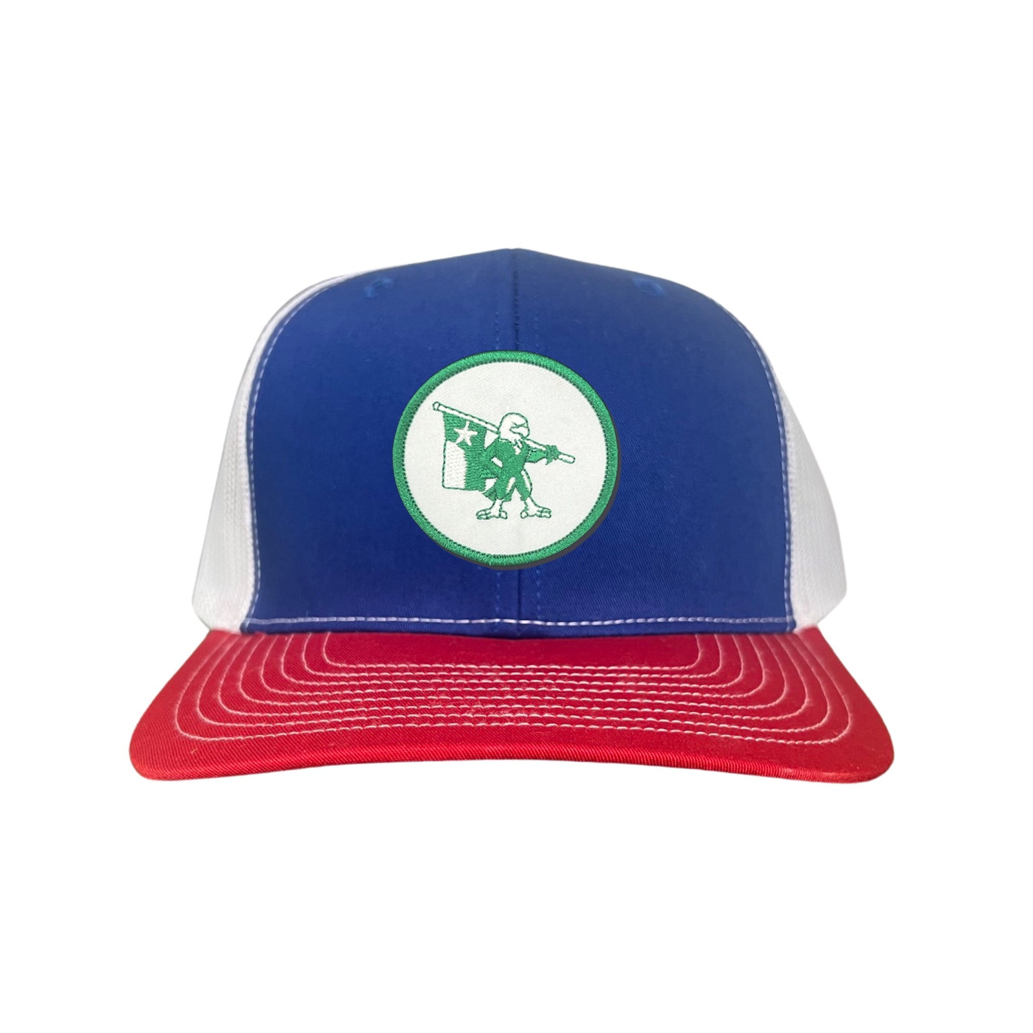 Eagle Battle Flag Circle UNT Mesh Snapback Hat - Black/Gold/Green