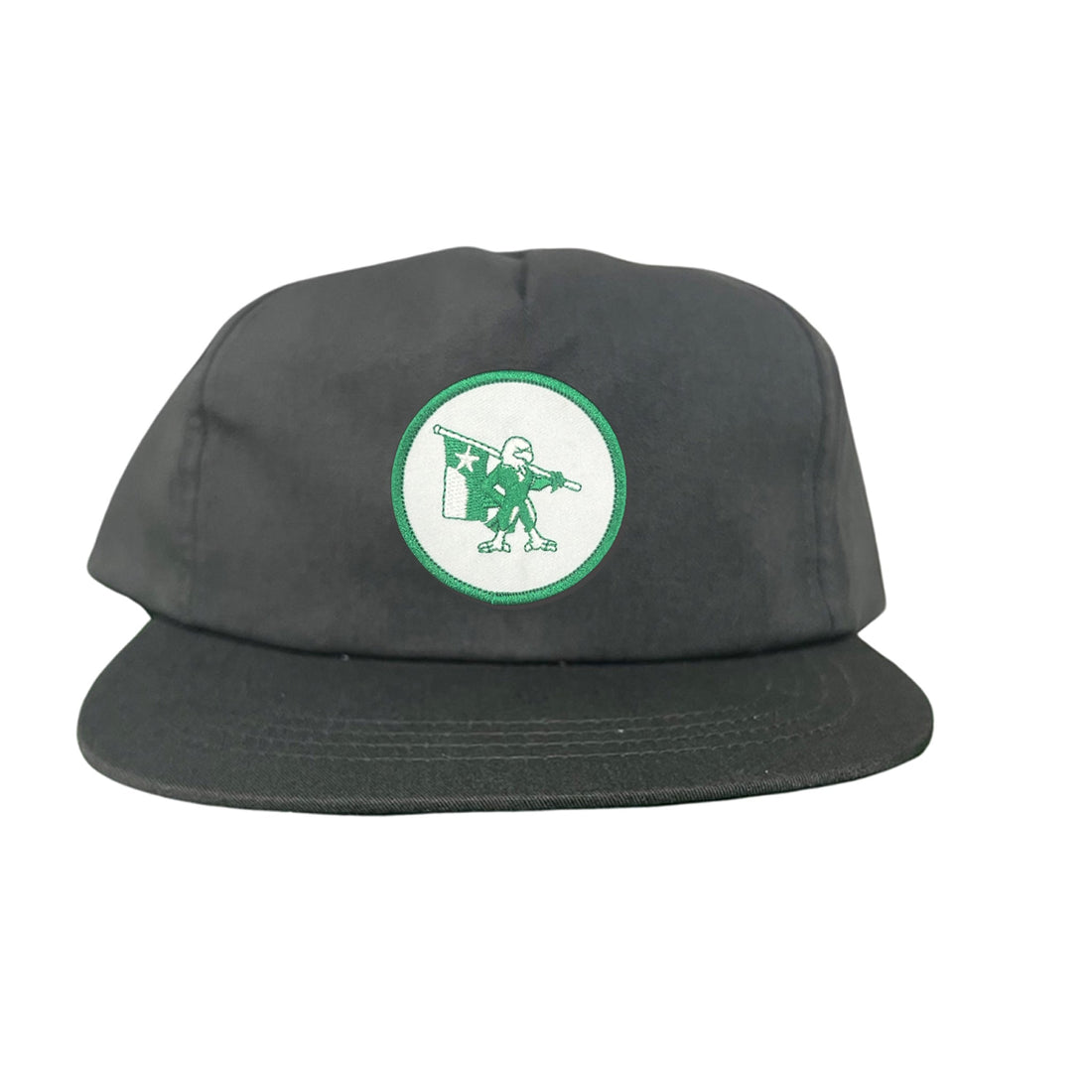 Eagle Battle Flag Circle UNT Mesh Snapback Hat - Black/Gold/Green