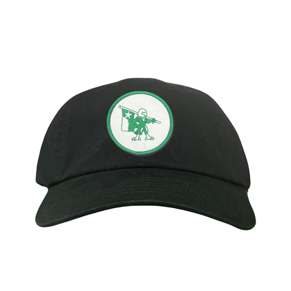 Eagle Battle Flag Circle UNT Mesh Snapback Hat - Black/Gold/Green