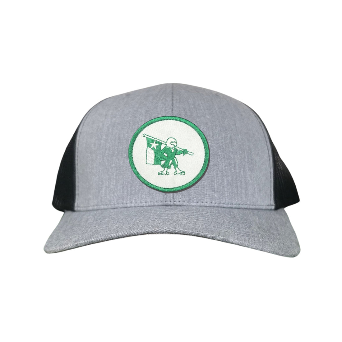 Eagle Battle Flag Circle UNT Mesh Snapback Hat - Black/Gold/Green