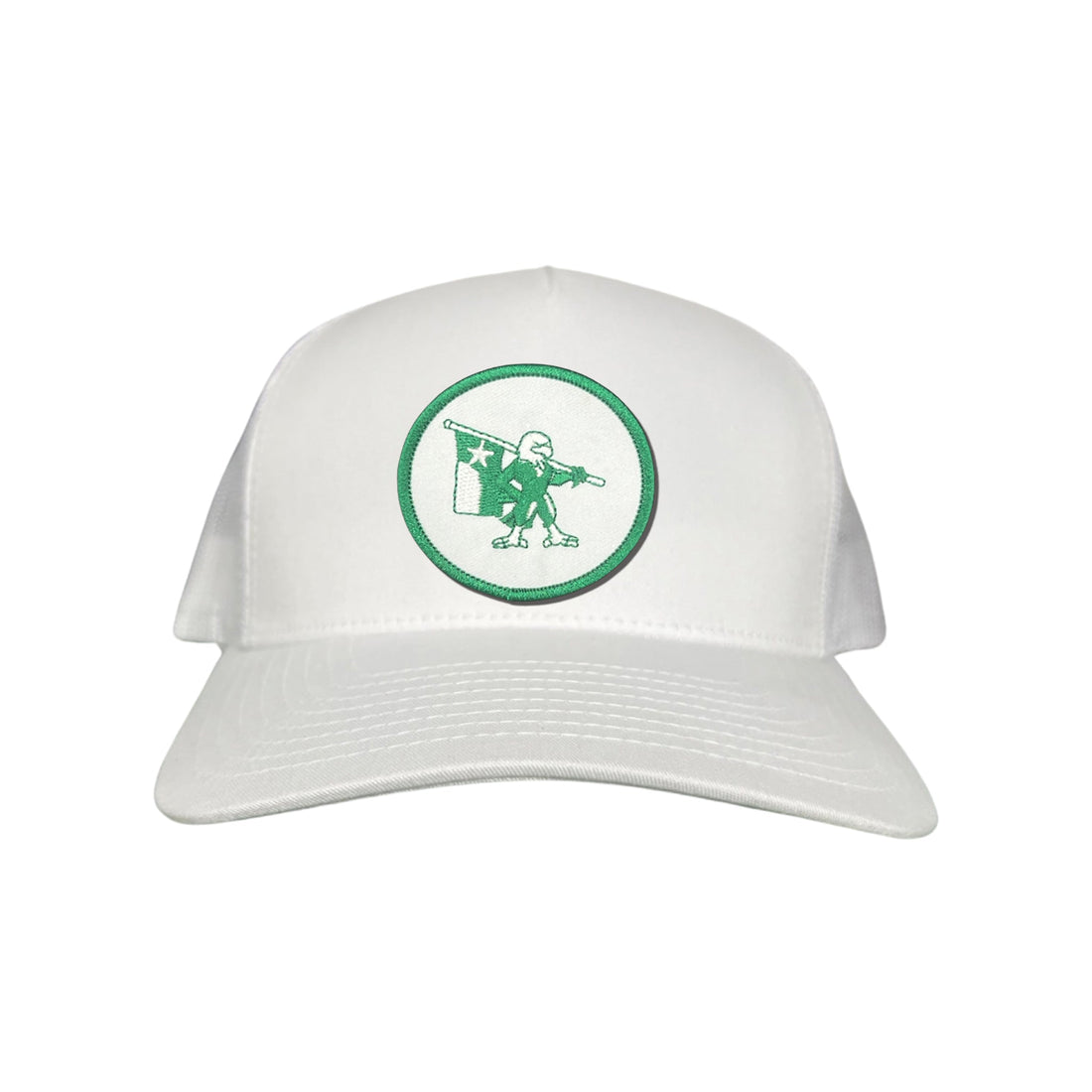 Eagle Battle Flag Circle UNT Mesh Snapback Hat - Black/Gold/Green