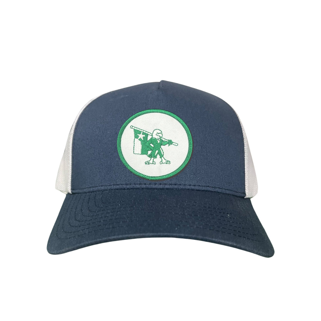 Eagle Battle Flag Circle UNT Mesh Snapback Hat - Black/Gold/Green