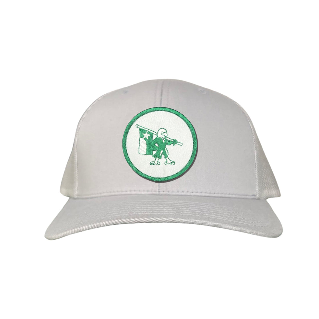 Eagle Battle Flag Circle UNT Mesh Snapback Hat - Black/Gold/Green