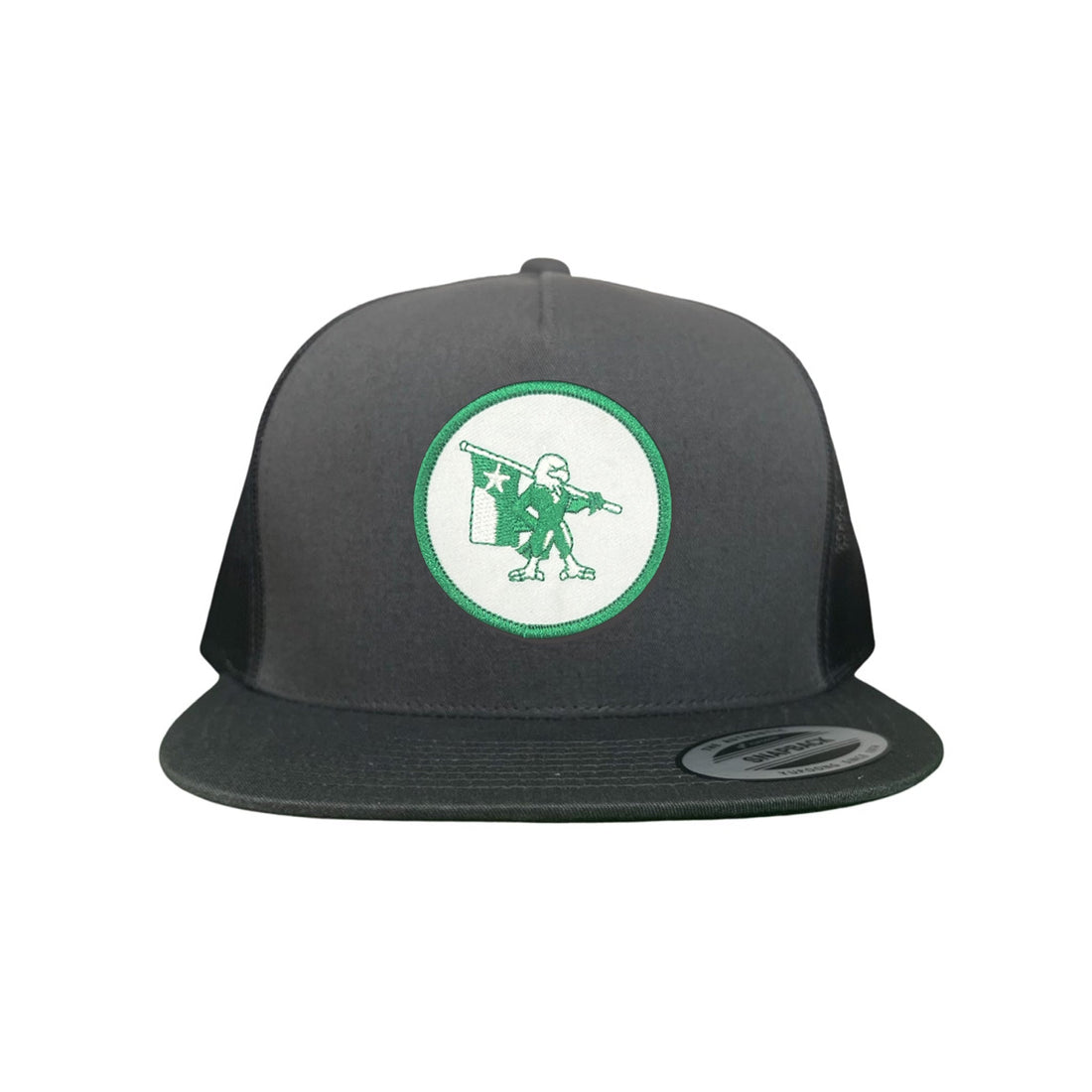 Eagle Battle Flag Circle UNT Mesh Snapback Hat - Black/Gold/Green
