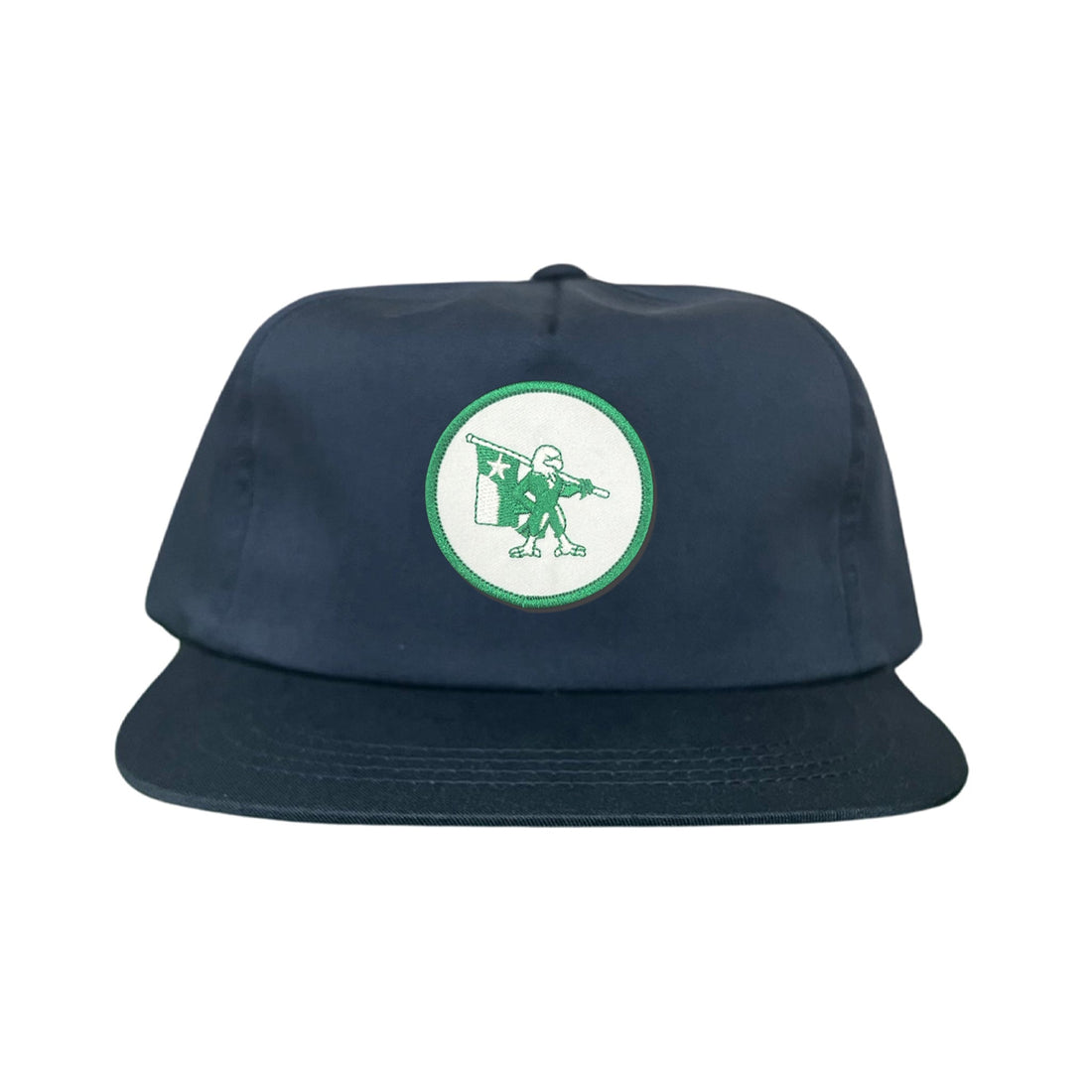 Eagle Battle Flag Circle UNT Mesh Snapback Hat - Black/Gold/Green