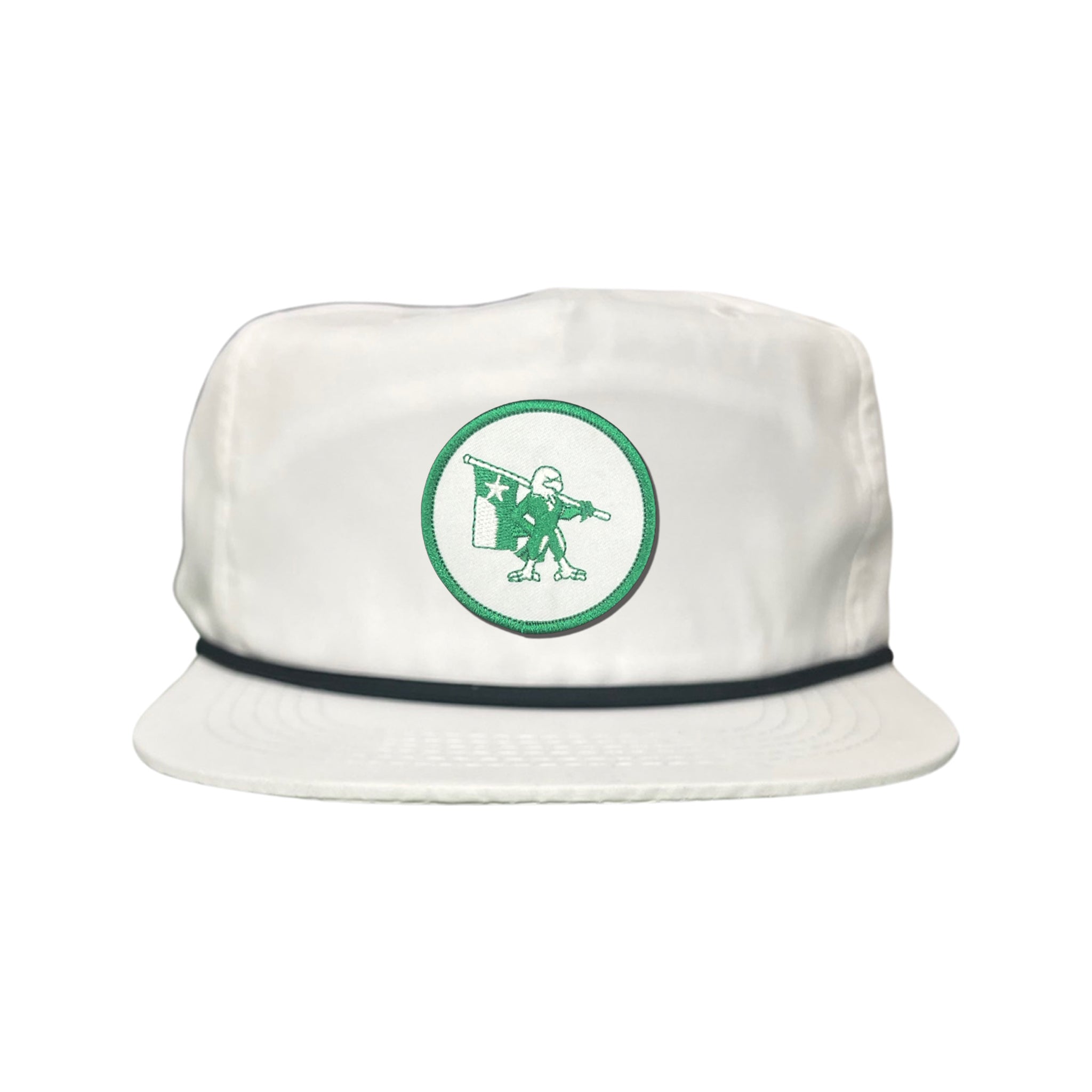 Eagle Battle Flag Circle UNT Mesh Snapback Hat - Black/Gold/Green