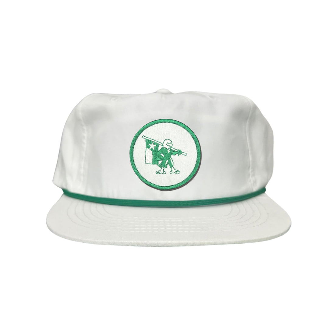 Eagle Battle Flag Circle UNT Mesh Snapback Hat - Black/Gold/Green
