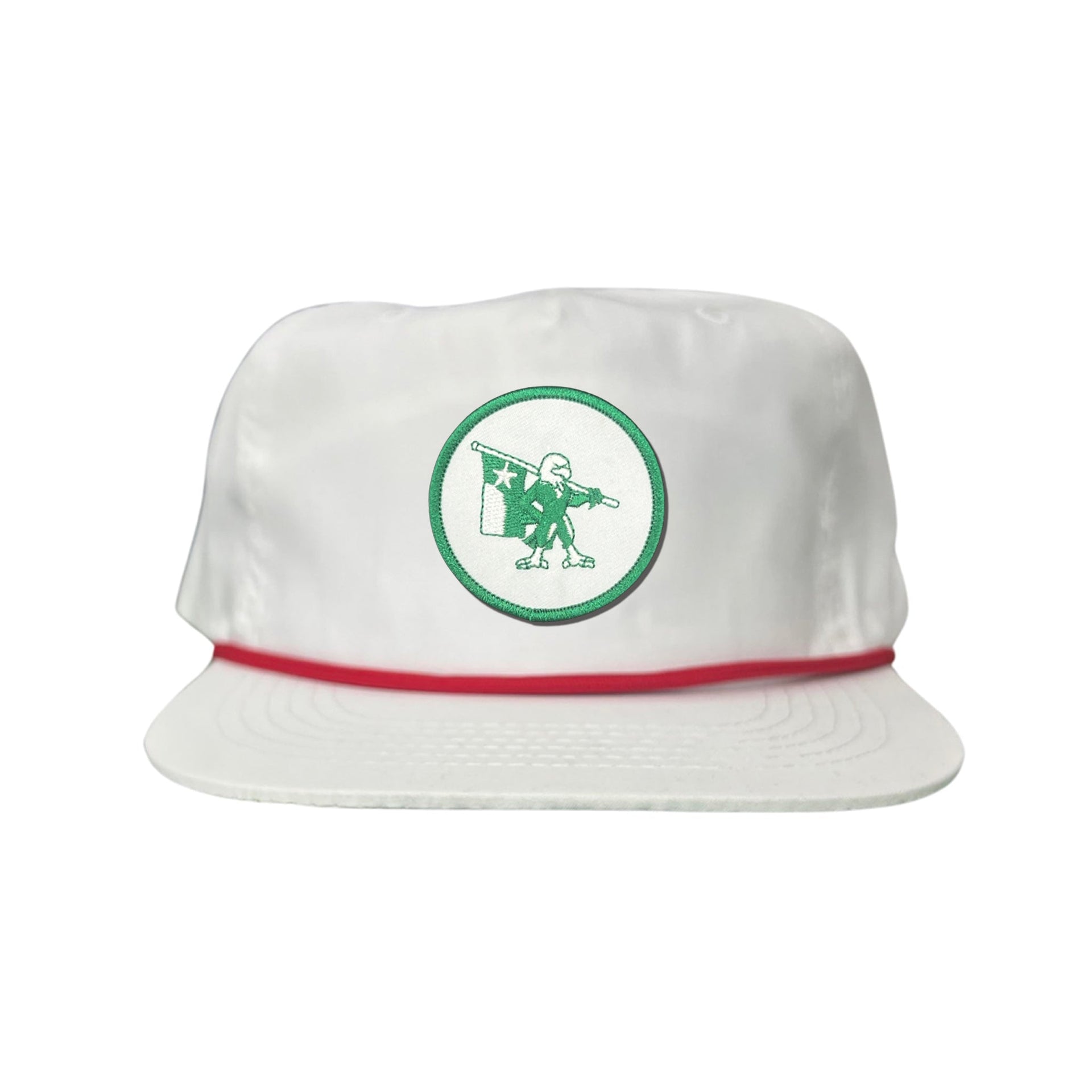 Eagle Battle Flag Circle UNT Mesh Snapback Hat - Black/Gold/Green