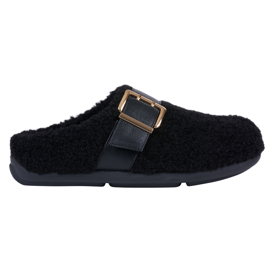 Women's Patsy Black Mule Slipper with Buckle Detail - Image 2
