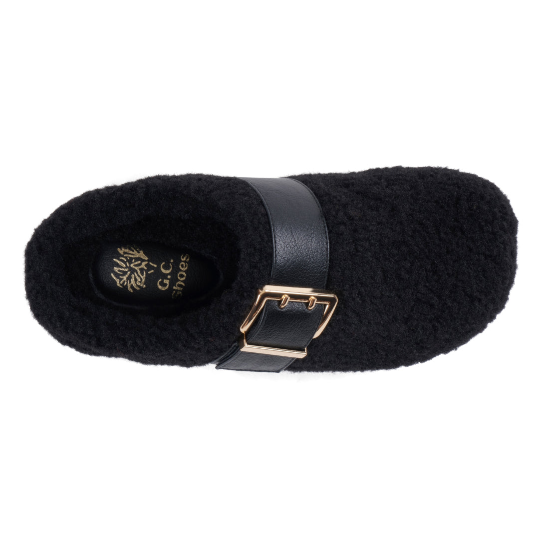 Women's Patsy Black Mule Slipper with Buckle Detail - Image 4