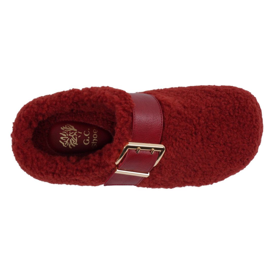 Women's Patsy Burgundy Mule Slipper with Buckle Detail - Image 3