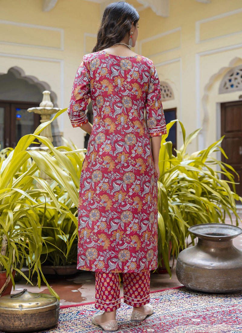 Pink Cotton Kota Checks Salwar Suit Set