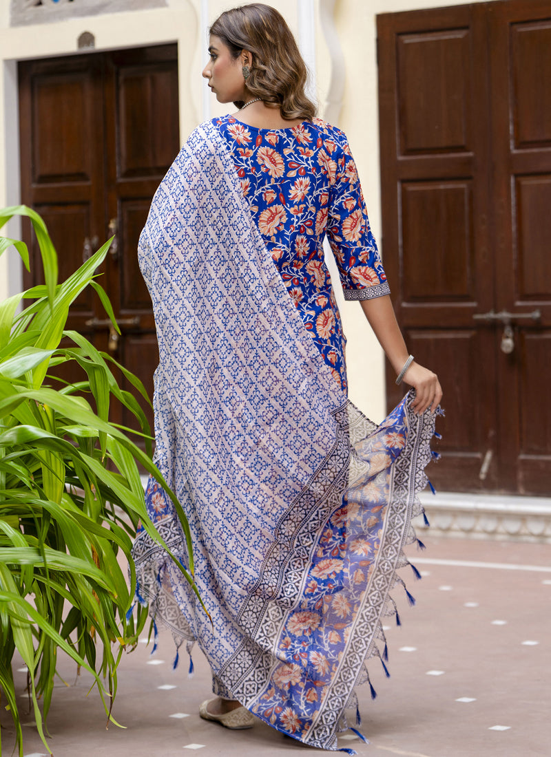 Light-Purple Cotton Kota Checks Salwar Suit for Special Occasions