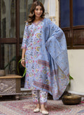 Off-White Cotton Kota Checks Salwar Suit with matching dupatta and bottom
