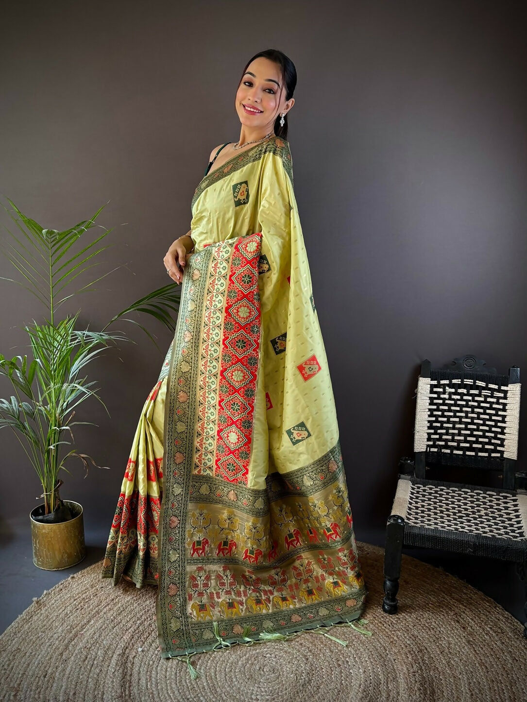 Light Green Banarasi Silk Saree with Small Butti Design