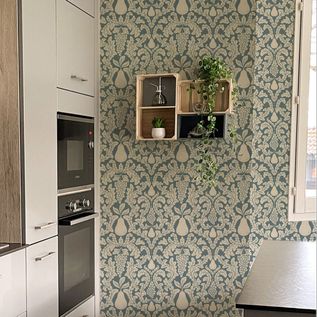 Felipe Botanical Vintage Wallpaper in Olive and Sage Green