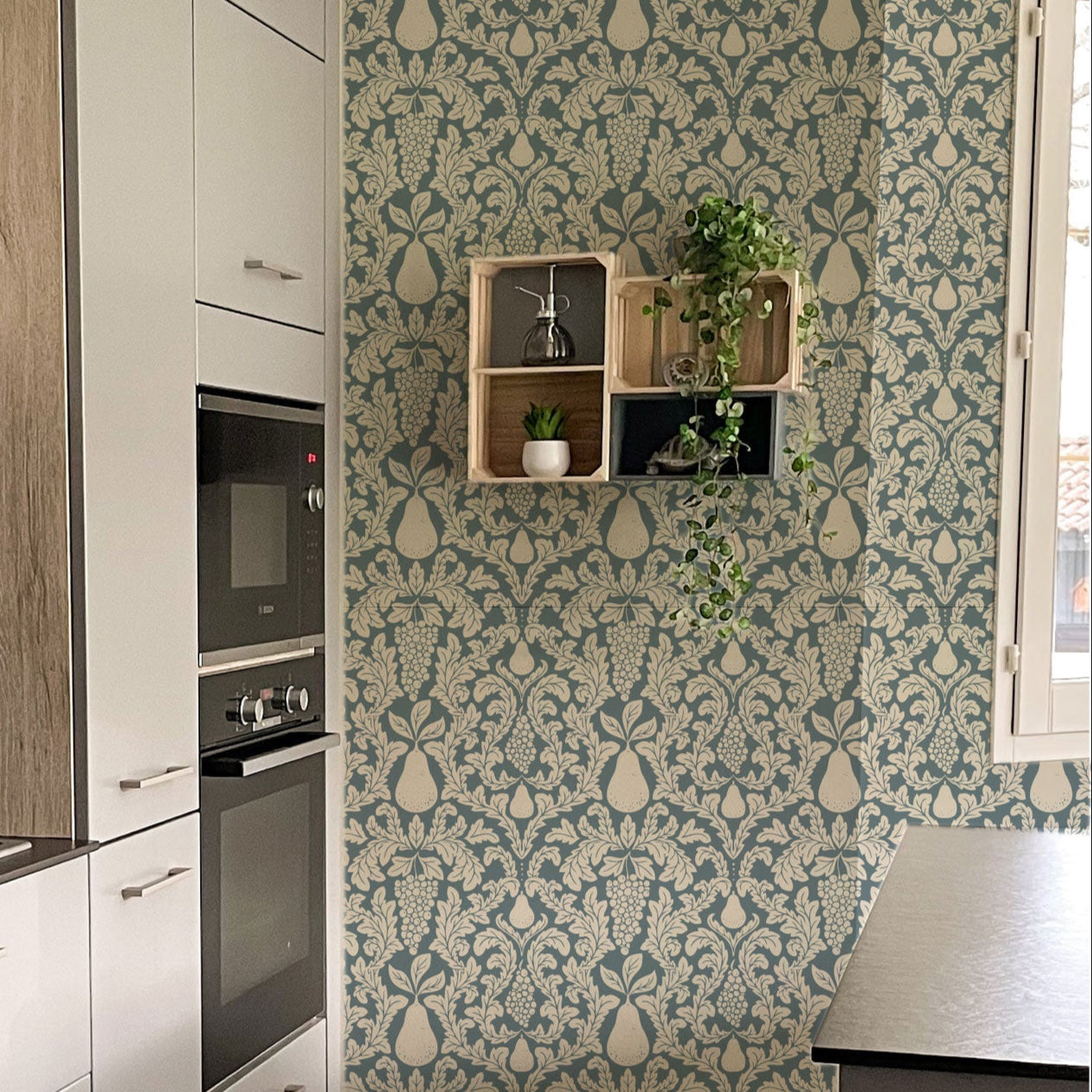 Felipe Botanical Vintage Wallpaper in Olive and Sage Green