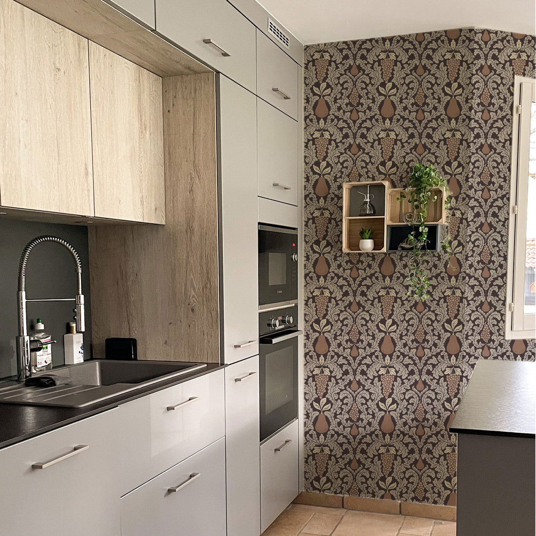 Felipe Botanical Vintage Wallpaper in Olive and Sage Green