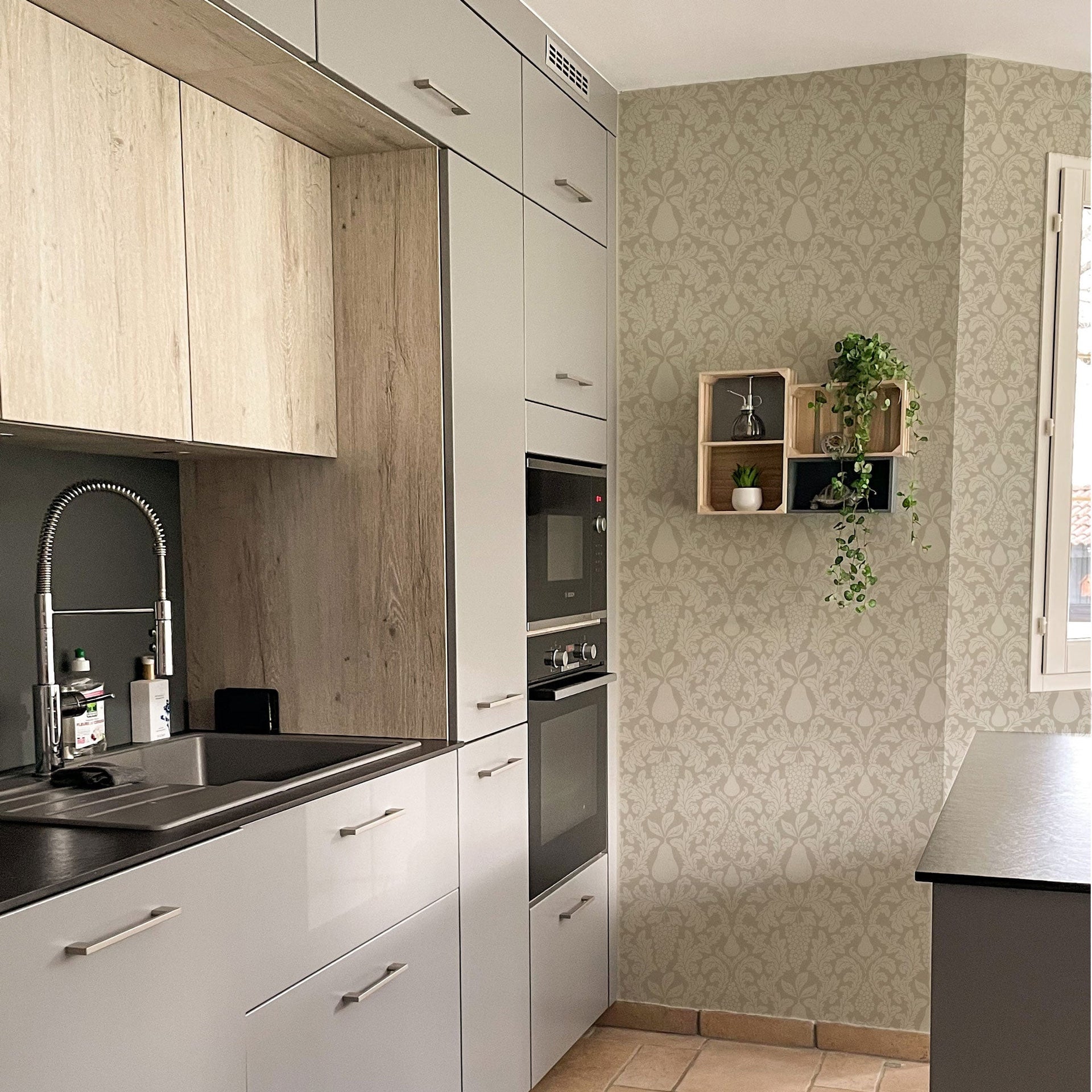 Felipe Botanical Vintage Wallpaper in Olive and Sage Green