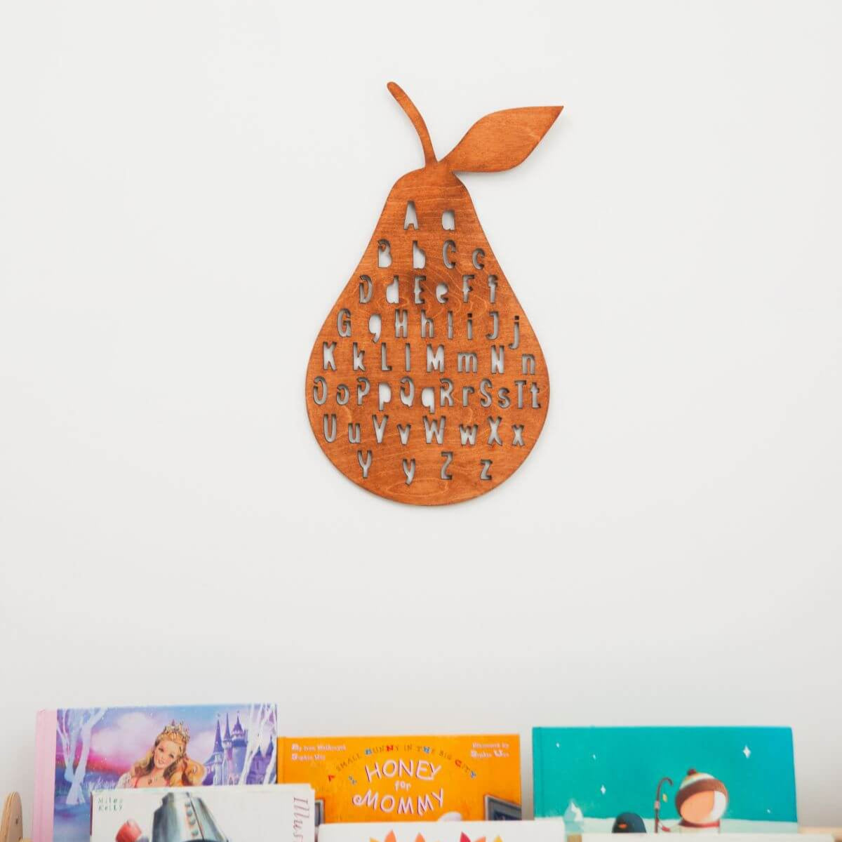ABC Wall Decor - Minimalist Pear-Themed Educational Wood Art
