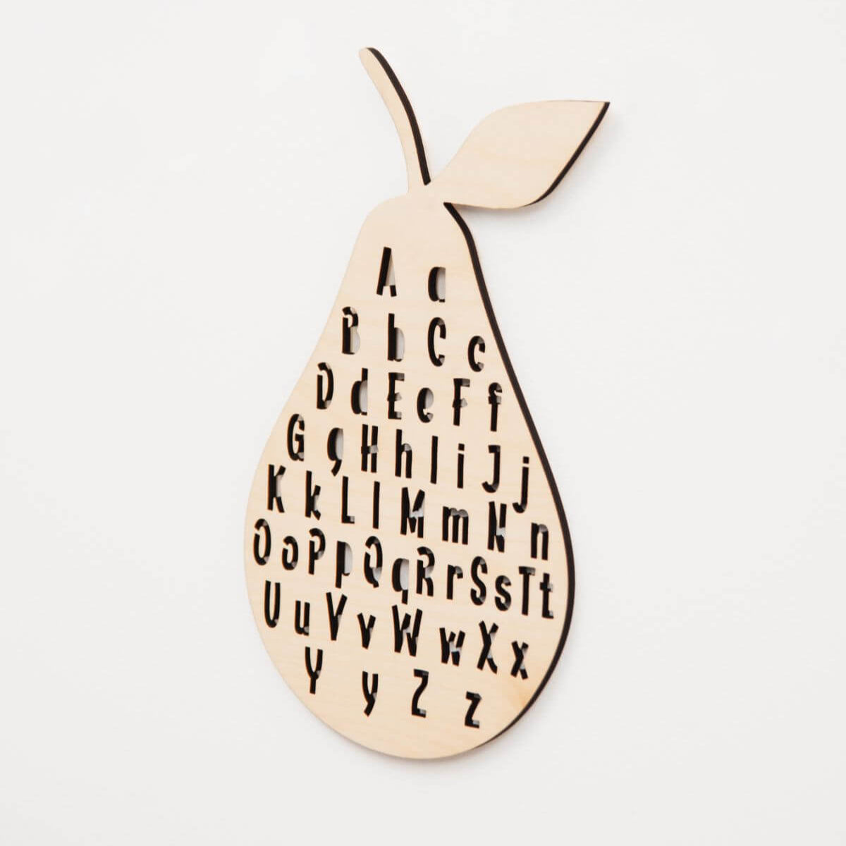 ABC Wall Decor - Minimalist Pear-Themed Educational Wood Art