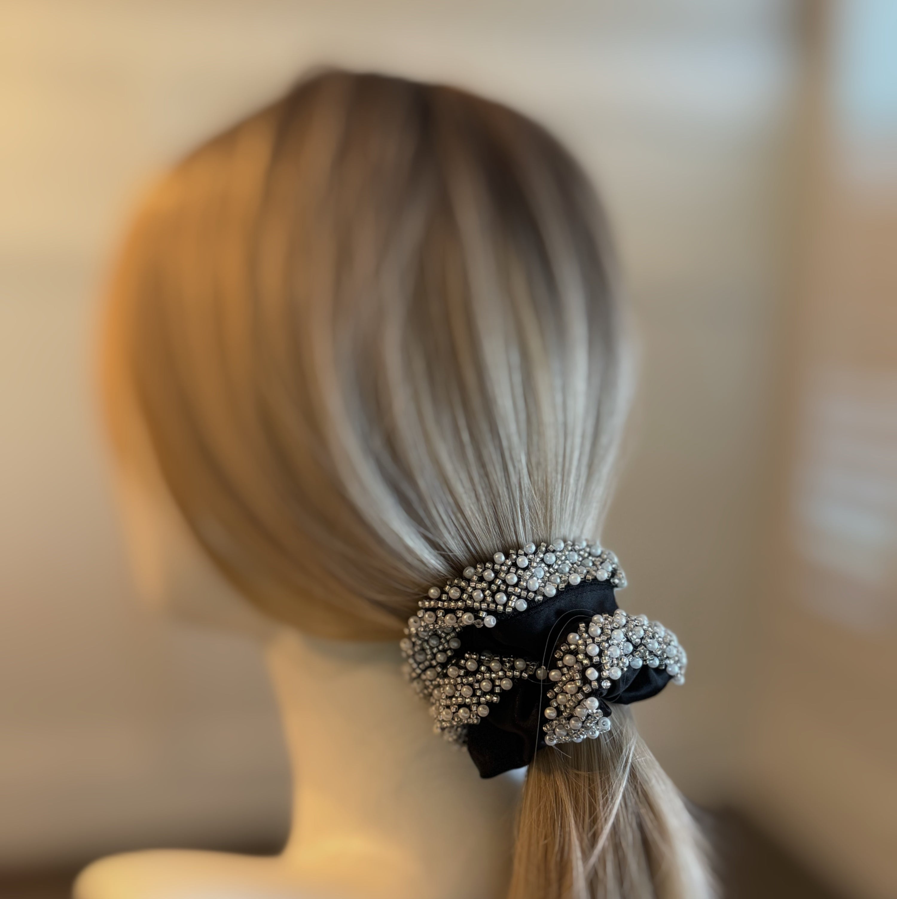 Pearls And Beads Satin Hair Scrunch