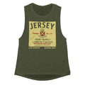 Relaxed olive green girls tank top with vintage cream graphic print, scoop neckline