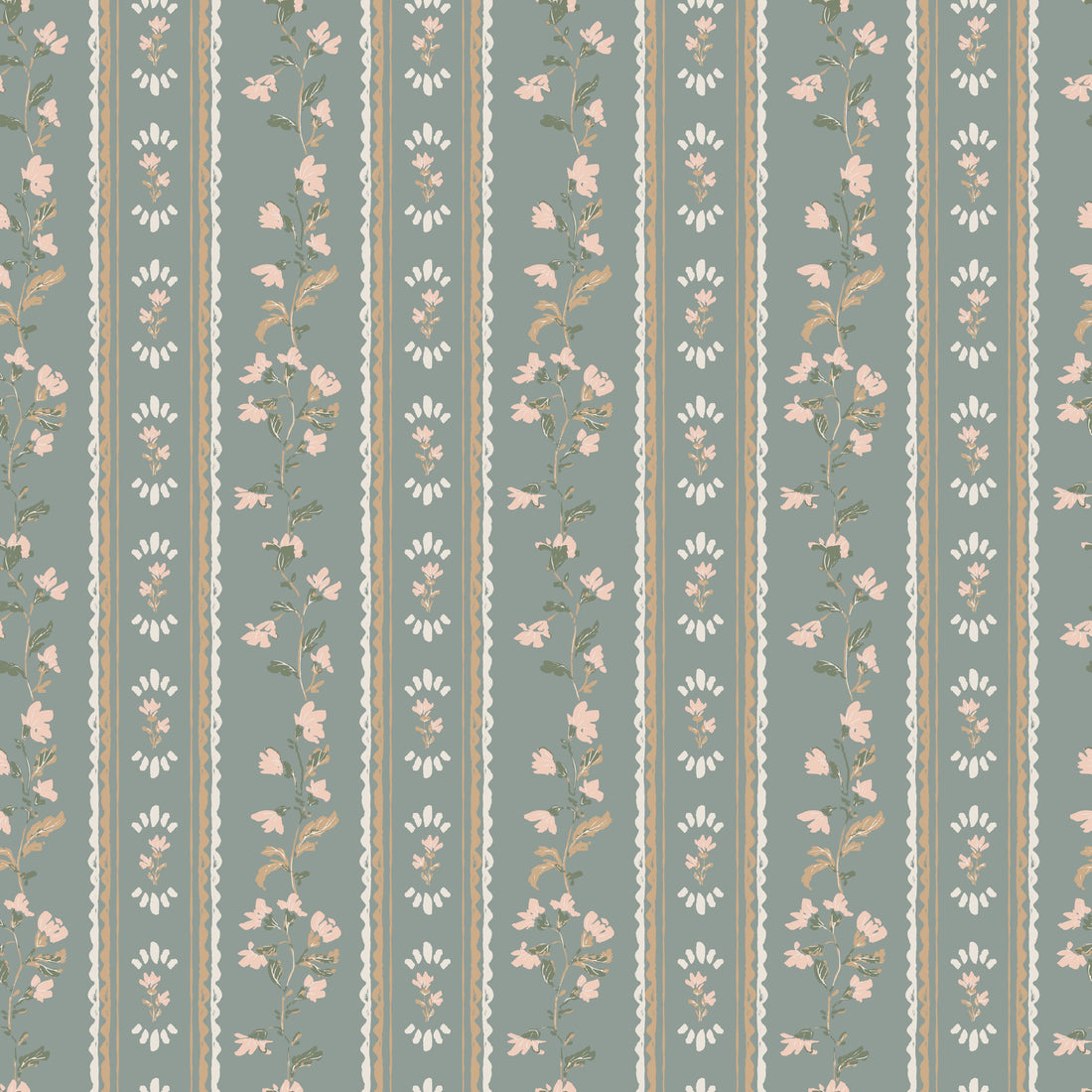 Peri Floral Peel and Stick Wallpaper in Dusty-Rose and Sage-Green