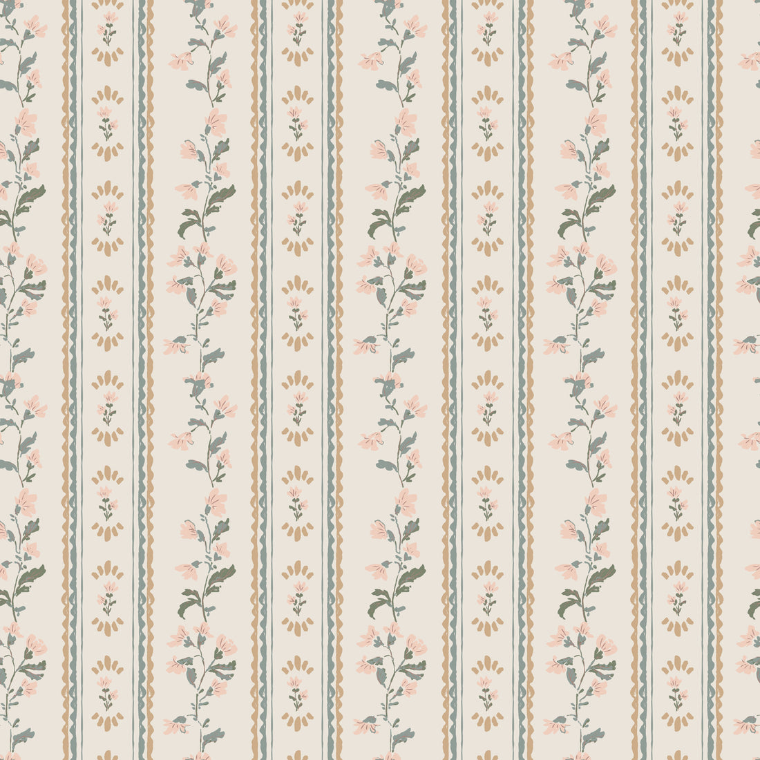 Peri Floral Peel and Stick Wallpaper in Dusty-Rose and Sage-Green