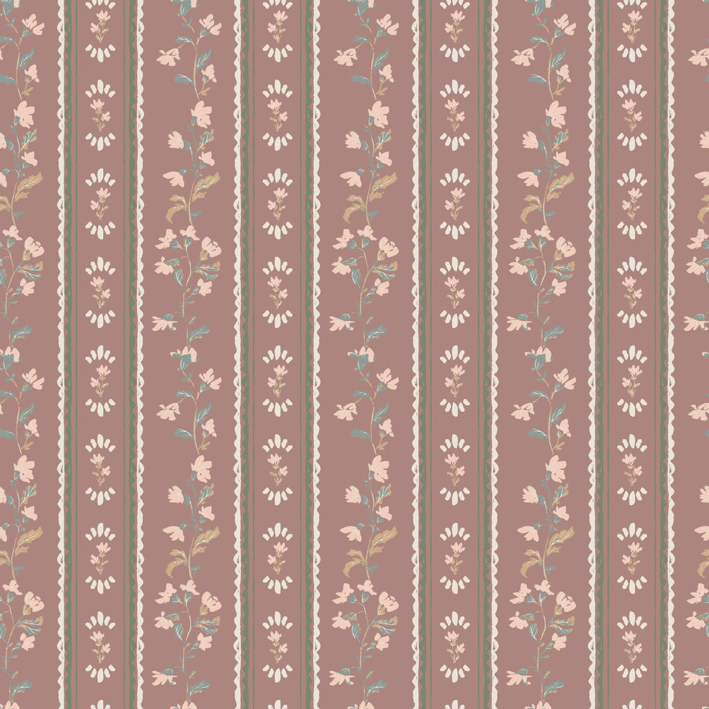 Peri Floral Peel and Stick Wallpaper in Dusty-Rose and Sage-Green