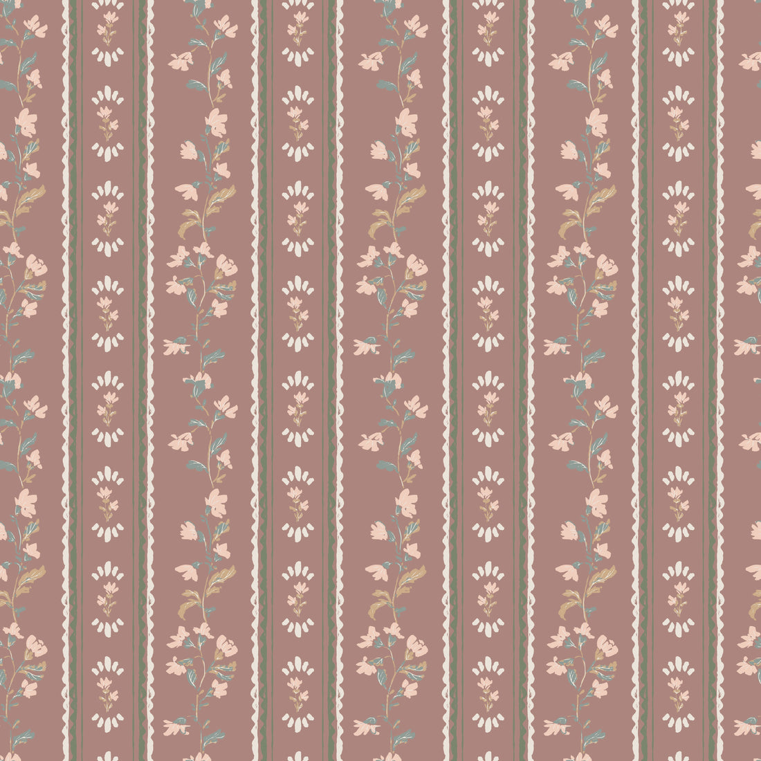Peri Floral Peel and Stick Wallpaper in Dusty-Rose and Sage-Green