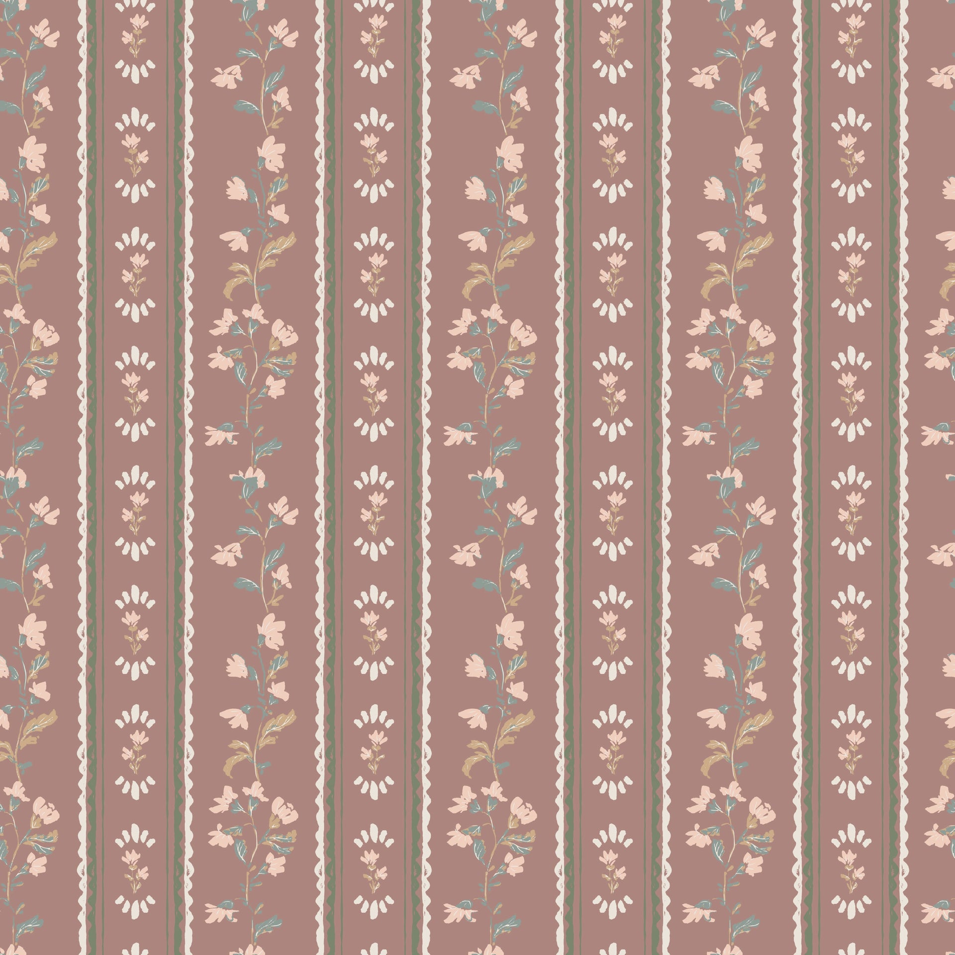 Peri Floral Peel and Stick Wallpaper in Dusty-Rose and Sage-Green