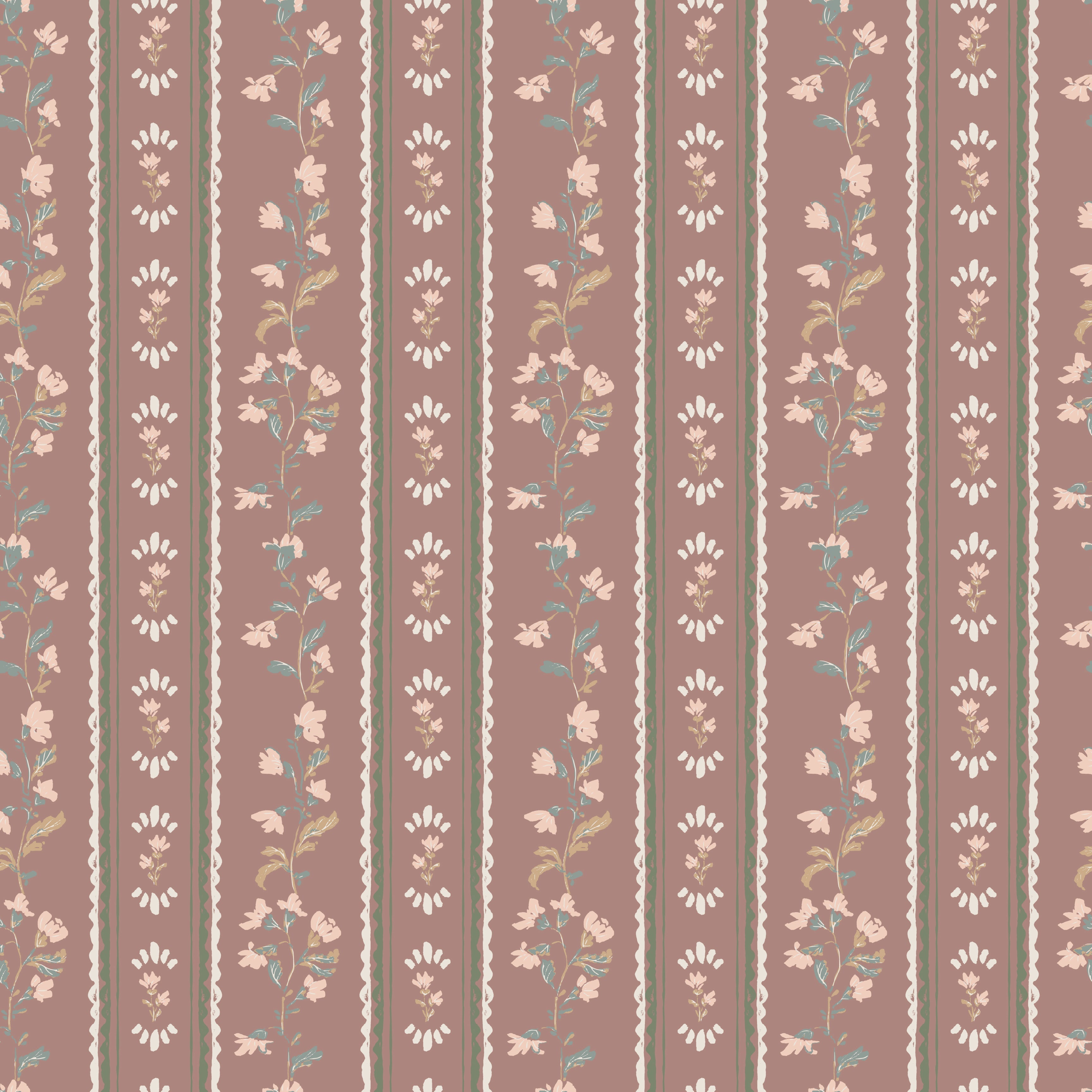 Peri Floral Peel and Stick Wallpaper in Dusty-Rose and Sage-Green