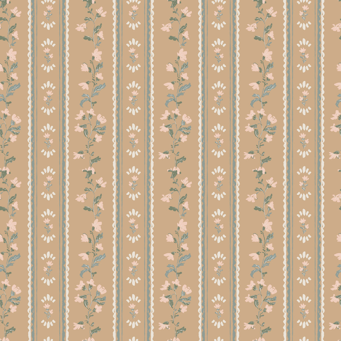 Peri Floral Peel and Stick Wallpaper in Dusty-Rose and Sage-Green