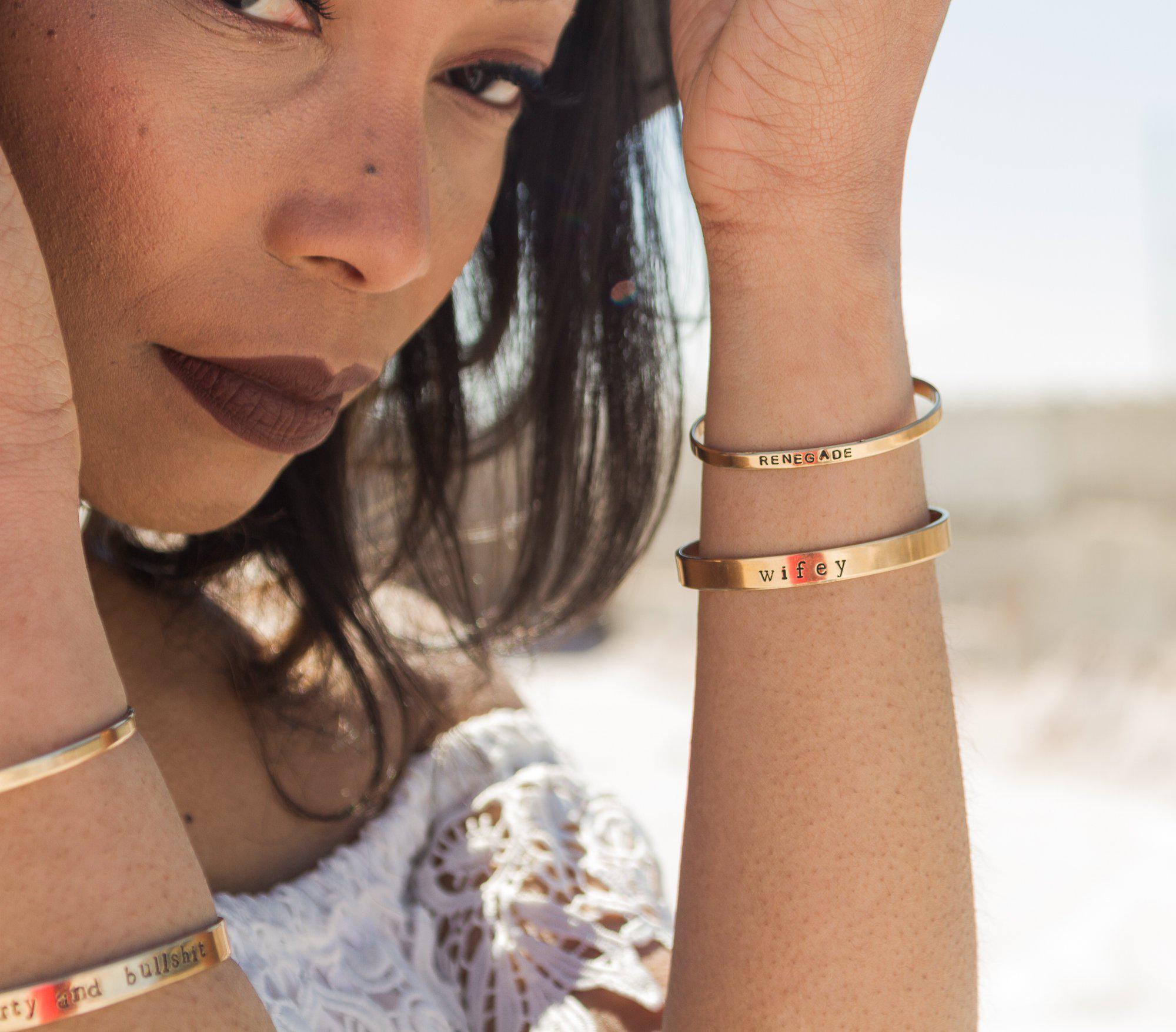 Personalized Hebrew Stacking Cuff Bracelet
