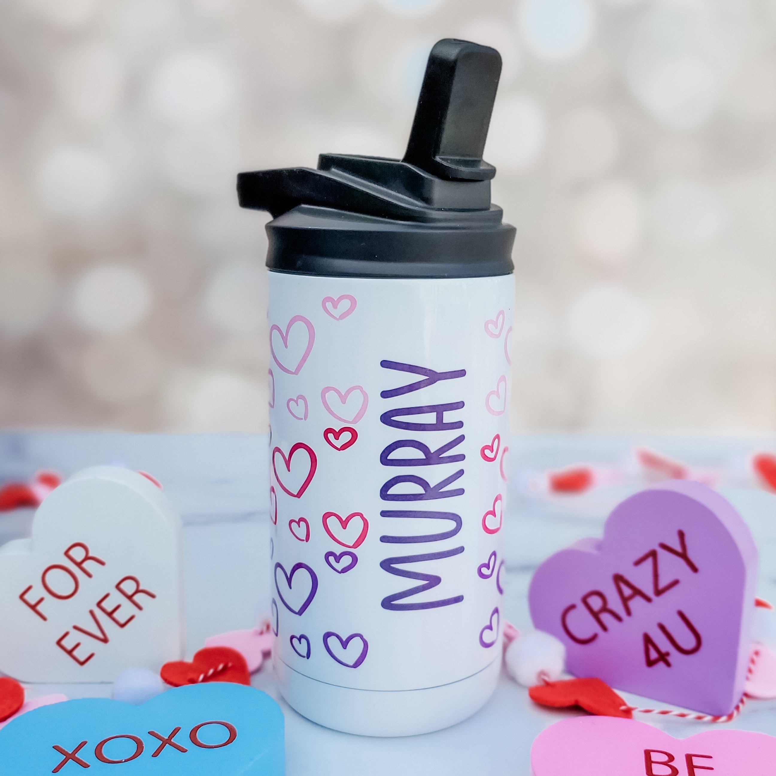 Personalized Valentine Heart Kids Sippy Cup