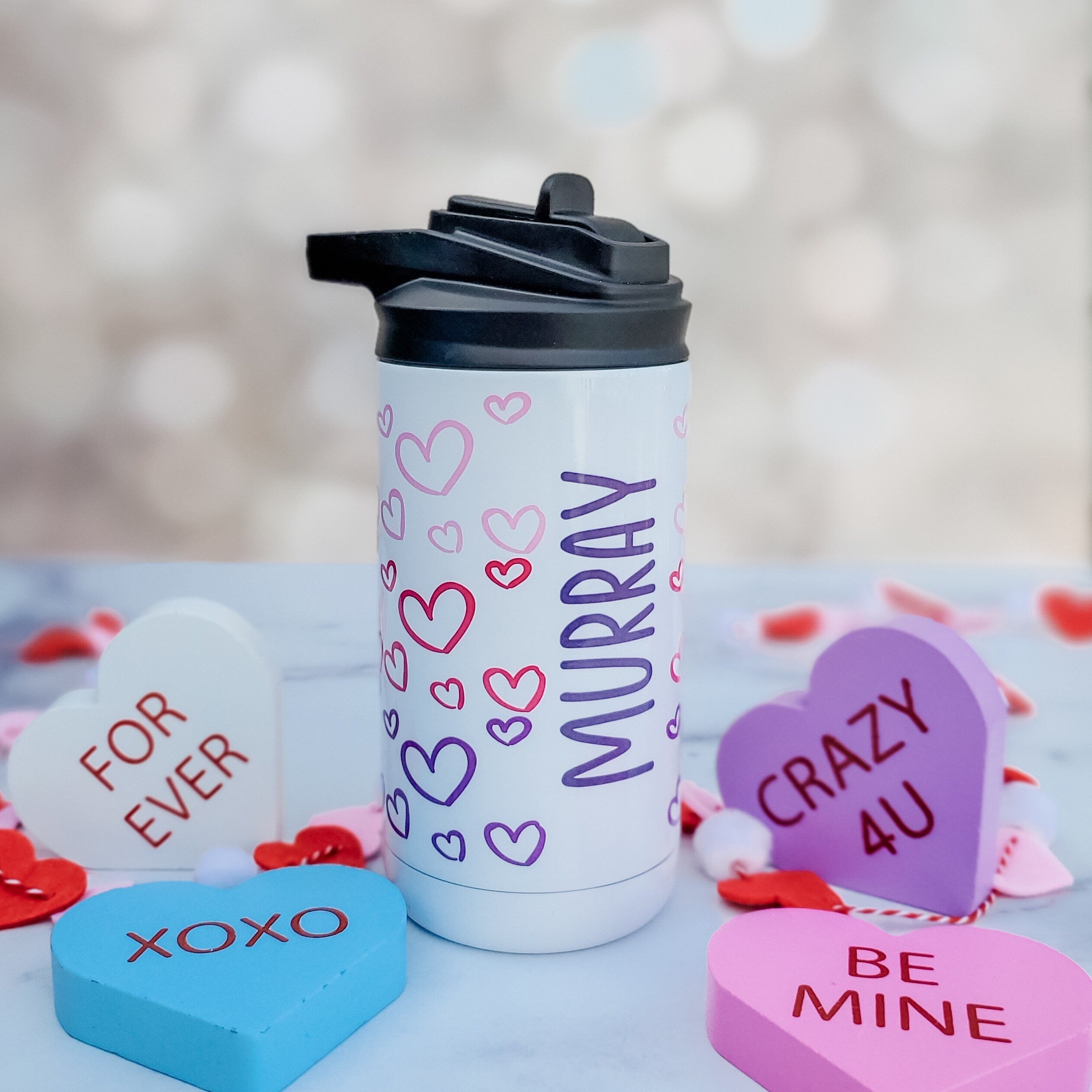 Personalized Valentine Heart Kids Sippy Cup