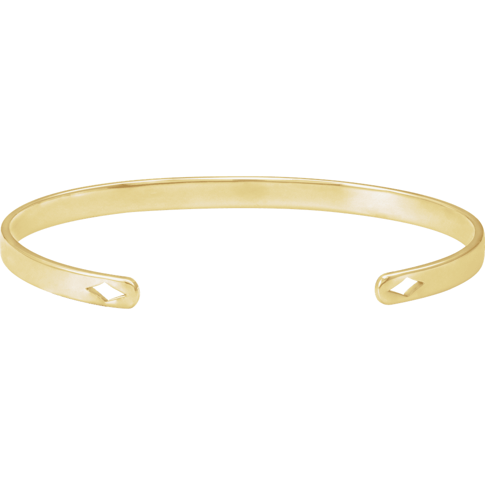 14K Yellow Gold Engravable Diamond Cuff Bracelet
