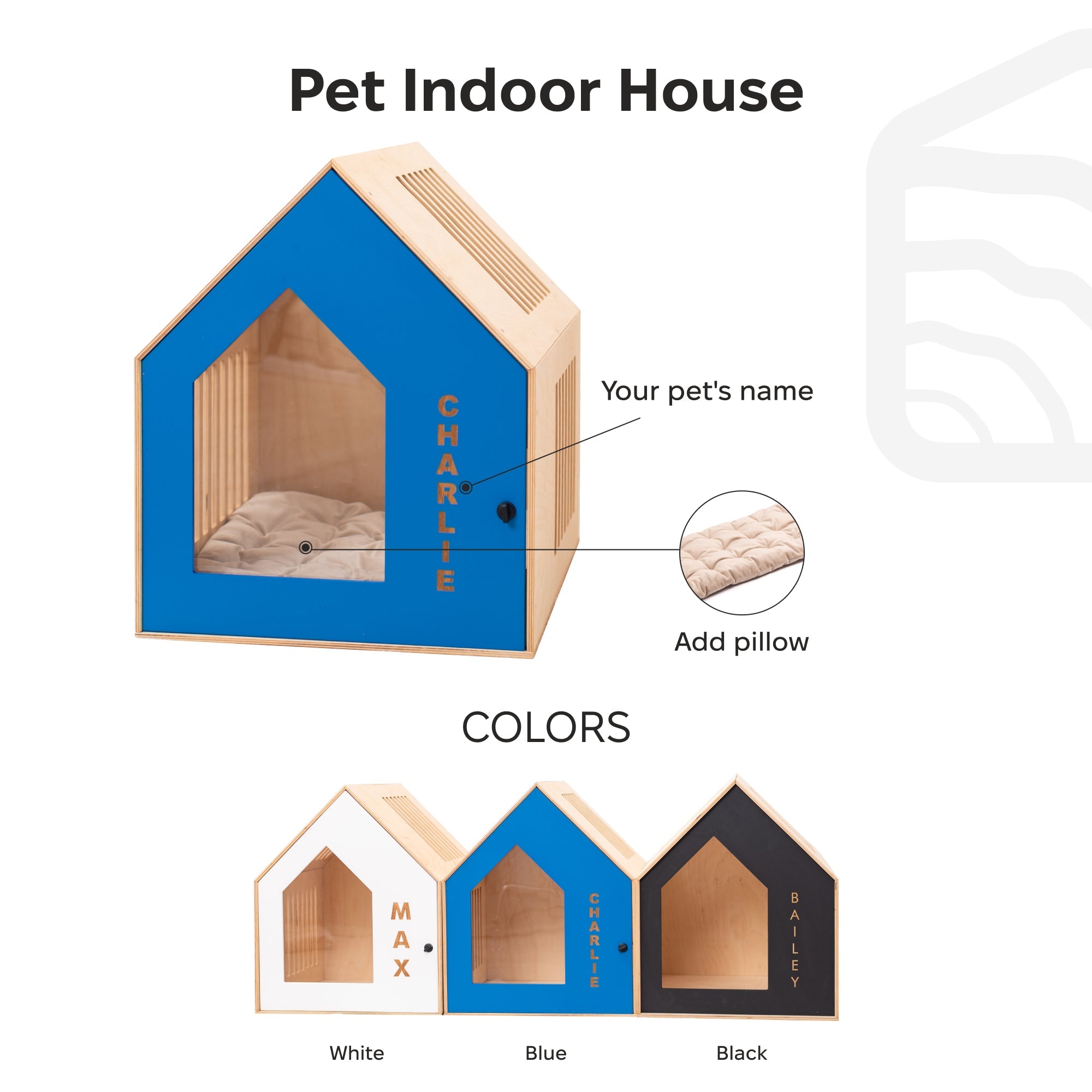 Durable Booth-Style Wooden Dog House in Classic Black