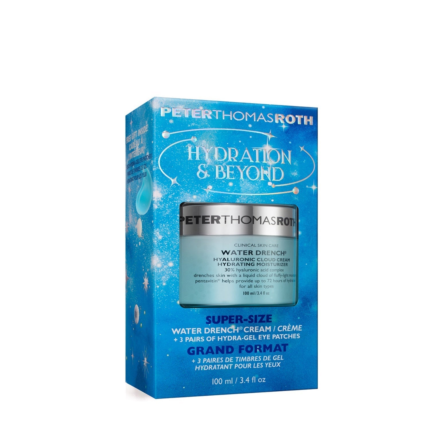 Peter Thomas Roth Hydration & Beyond Super-Size Kit including moisturizer jar and three pairs of eye patches.