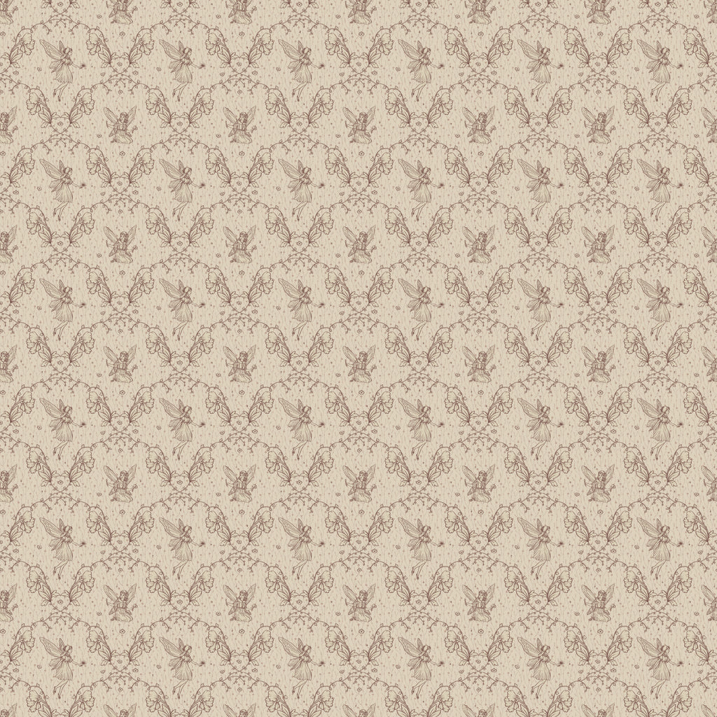 Petra Whimsical Wallpaper in Beige, Blue, Grey and Dusty-Rose