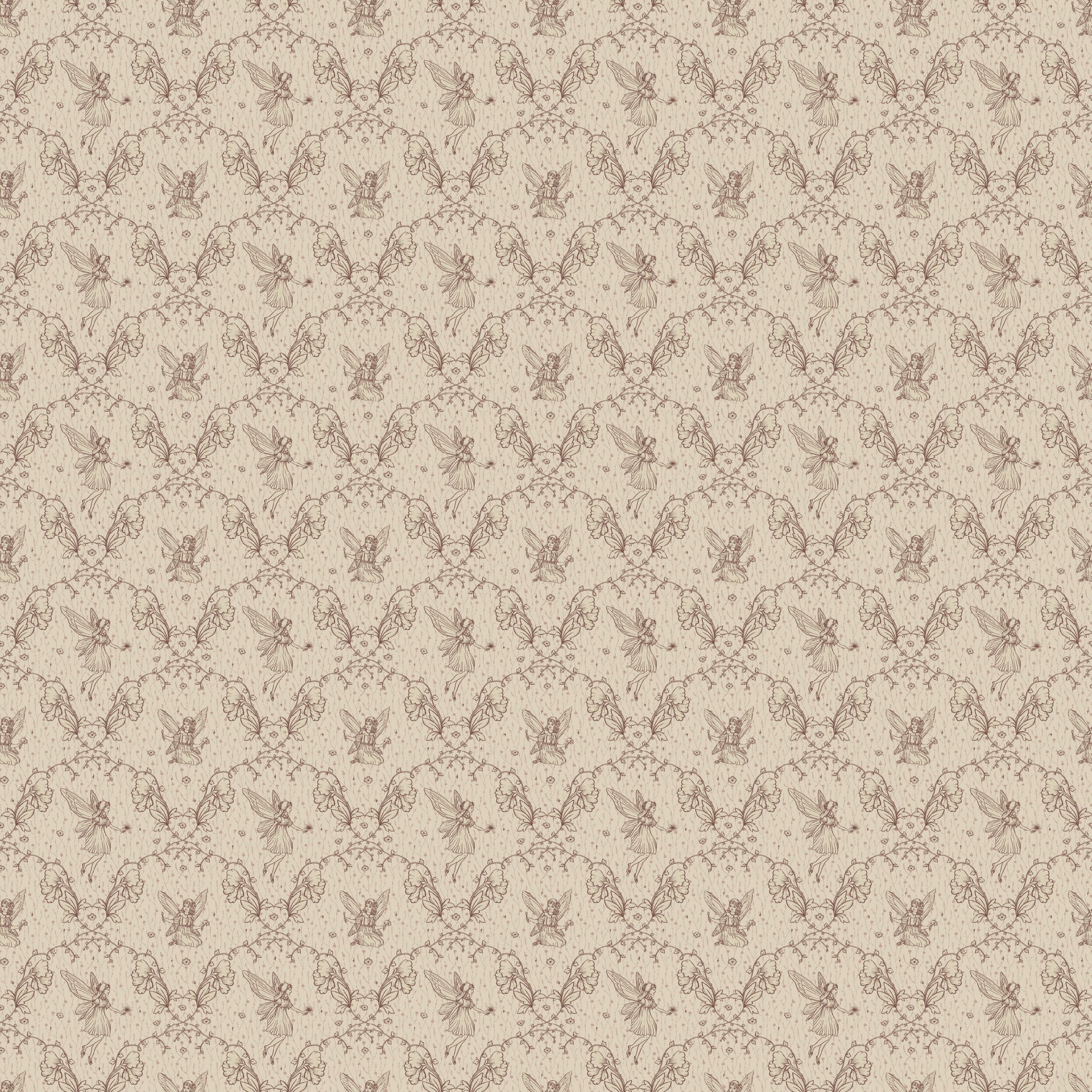 Petra Whimsical Wallpaper in Beige, Blue, Grey and Dusty-Rose