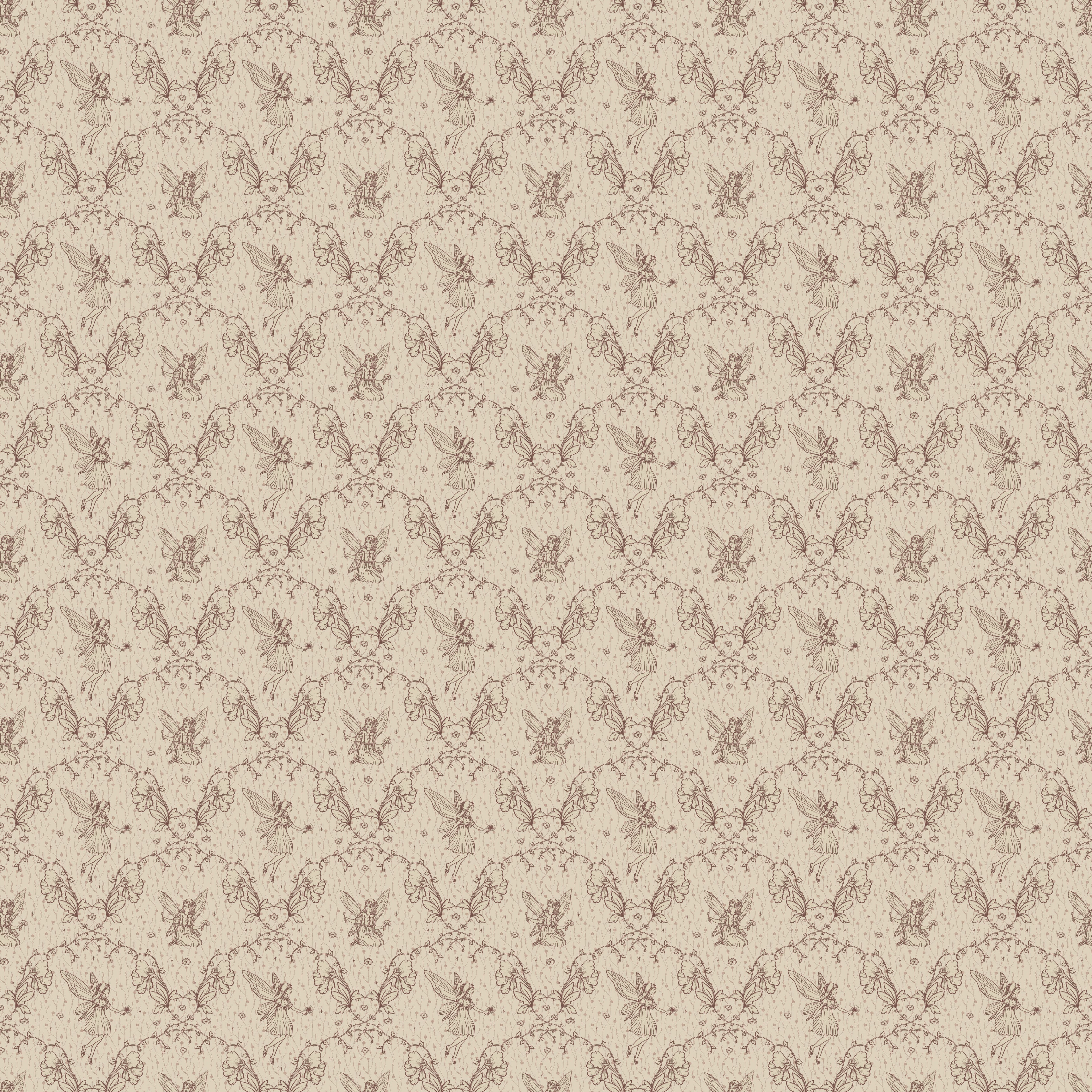 Petra Whimsical Wallpaper in Beige, Blue, Grey and Dusty-Rose
