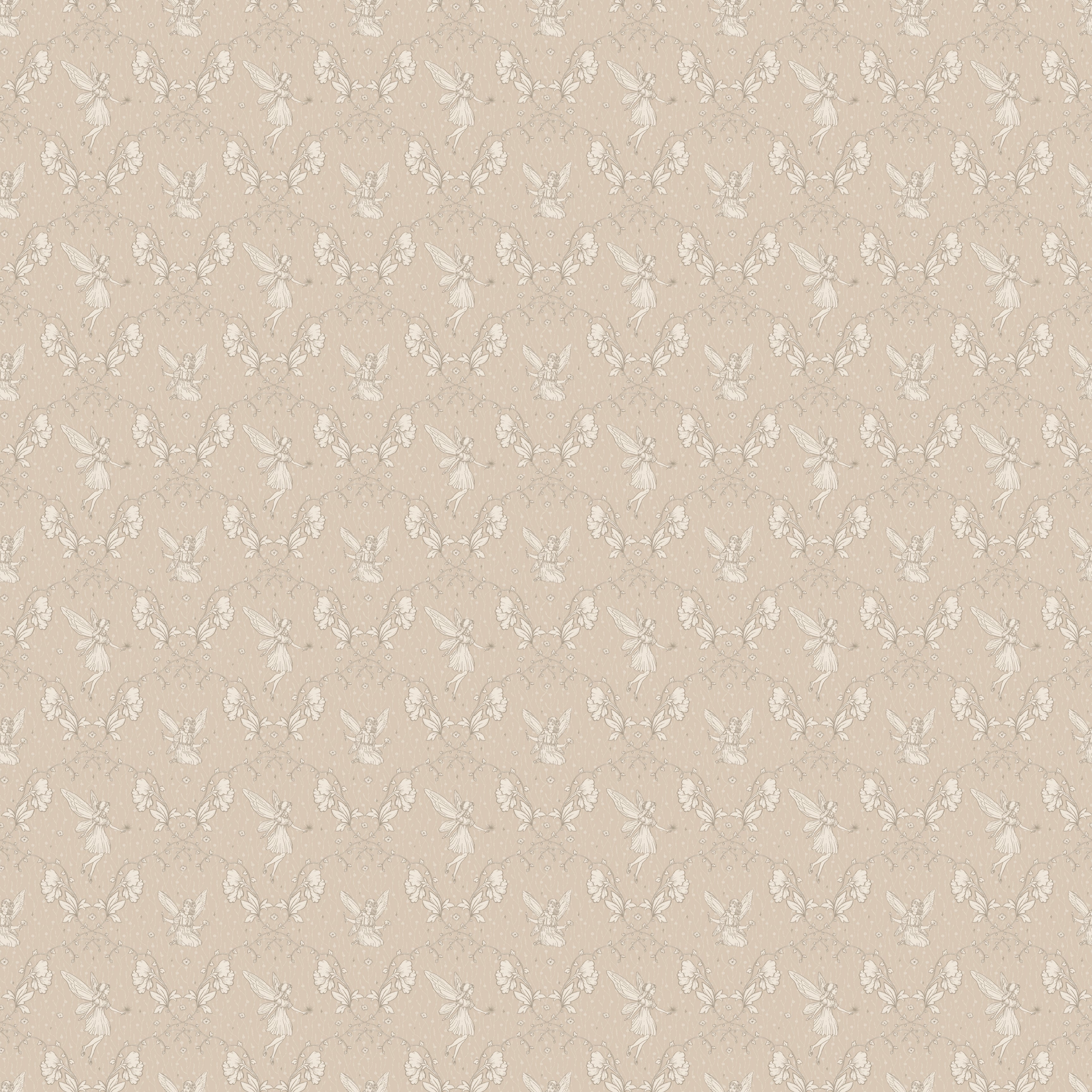 Petra Whimsical Wallpaper in Beige, Blue, Grey and Dusty-Rose