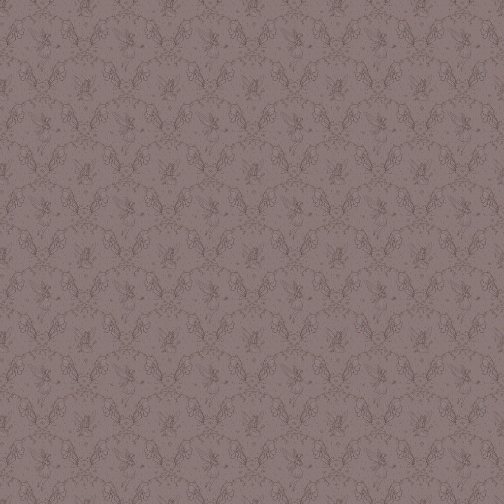 Petra Whimsical Wallpaper in Beige, Blue, Grey and Dusty-Rose