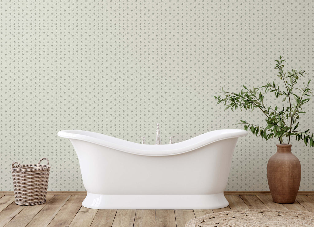 Petunia Floral Wallpaper in Pink, Blue and Cream