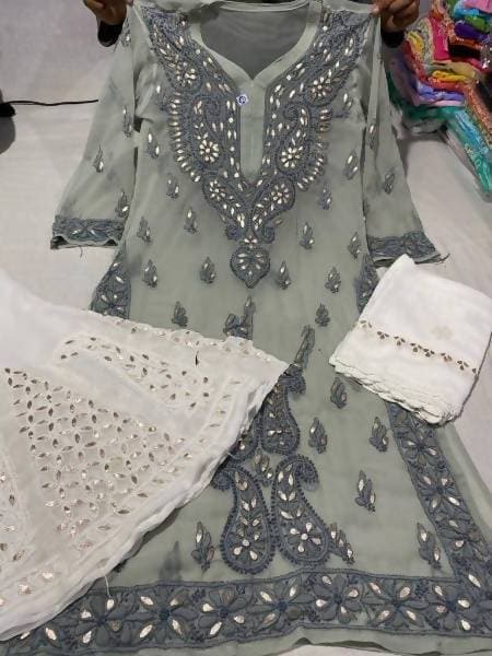 Chikankari Gota Patti Sharara Set in Chiffon for Ethnic Formal Wear