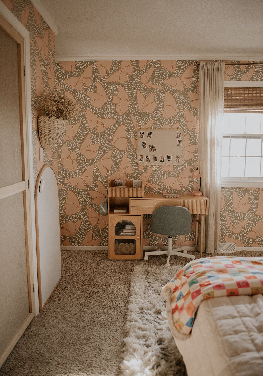 Ellie Removable Wallpaper in Blush Pink and Sage Green Bohemian