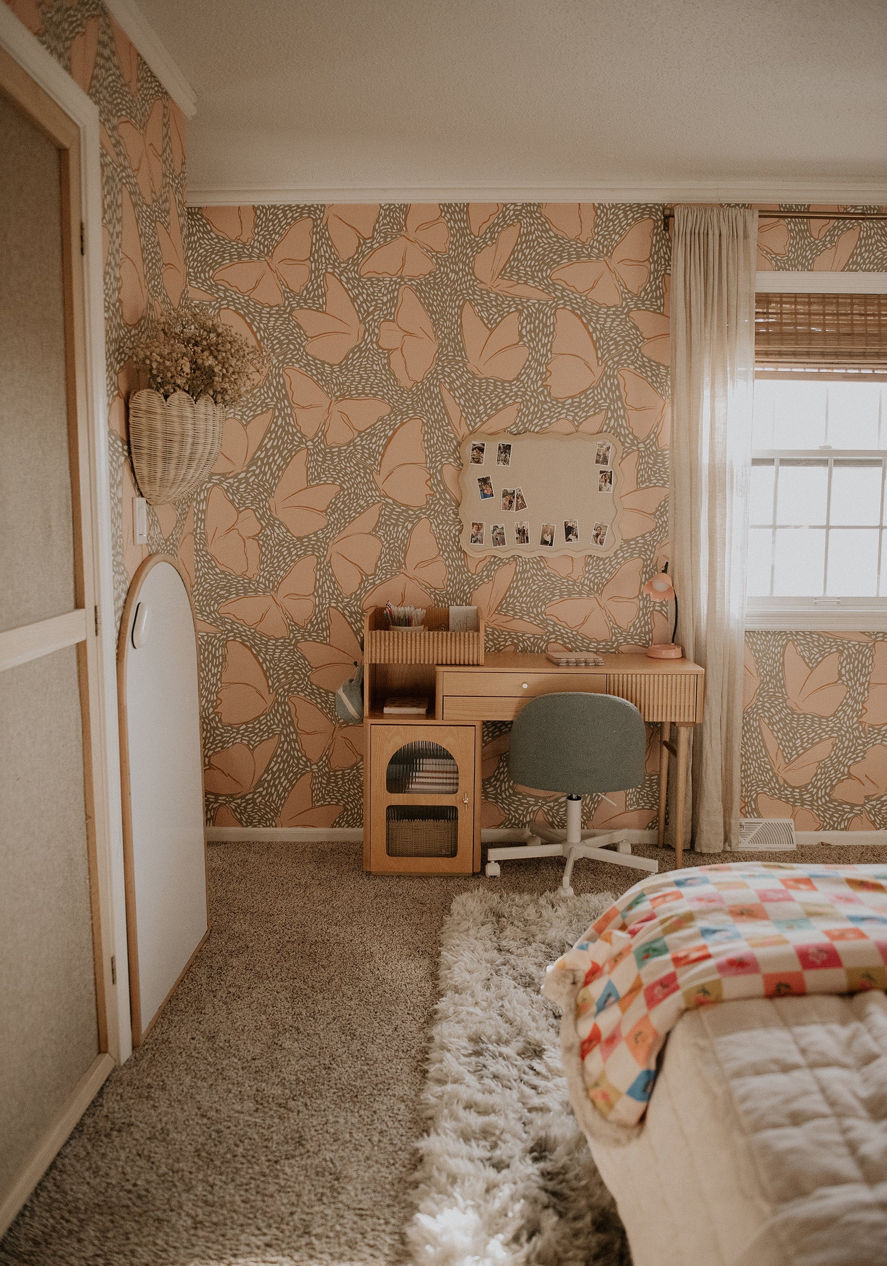 Ellie Removable Wallpaper in Blush Pink and Sage Green Bohemian