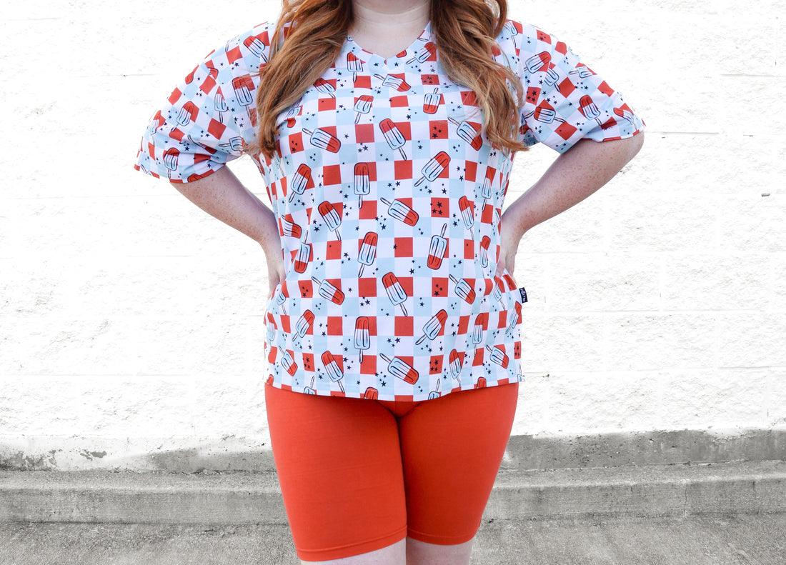 Womens Biker Short Set Patriotic Bomb Pops Print Summer Outfit - Image 4